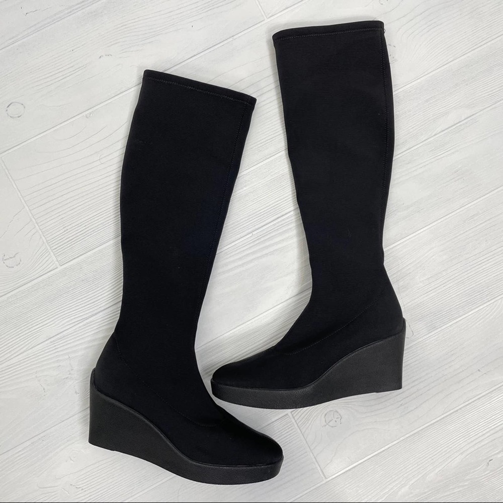 Donald Pliner Tall Black Nylon Wedge Lark Boot 7